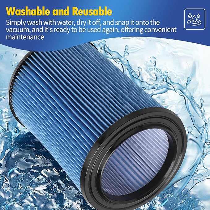 2-Pack VF5000 Replacement Filter Compatible with RIDGID 5-20 Gallon Wet/Dry Vacuums,3 Layer Pleated Vacuum Filter Compatible with WD1450 WD0970 WD1270 WD06700 WD1680 RV2400A