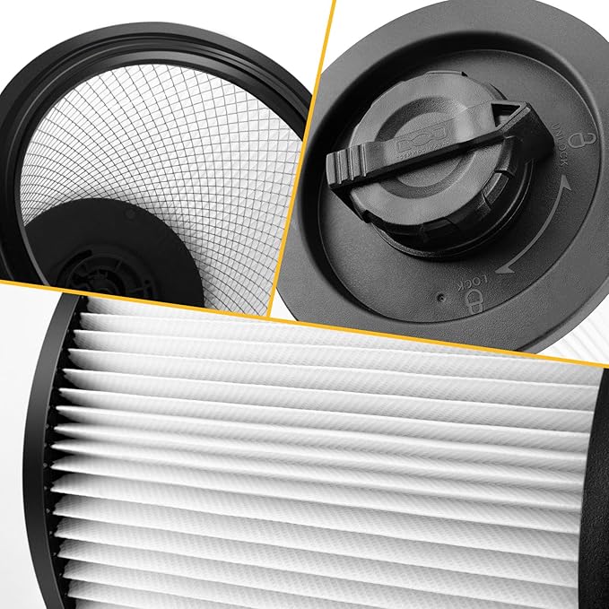 2 Pack DXVC6910 Cartridge Filter Replacement for DEWALT 6,9,10,12,14,16 Gallon Wet/Dry Vac, Compatible with DeWalt DXV06P DXV09P DXV10P DXV10PL DXV10SA DXV12P DXV14P DXV16P, Washable and Reusable