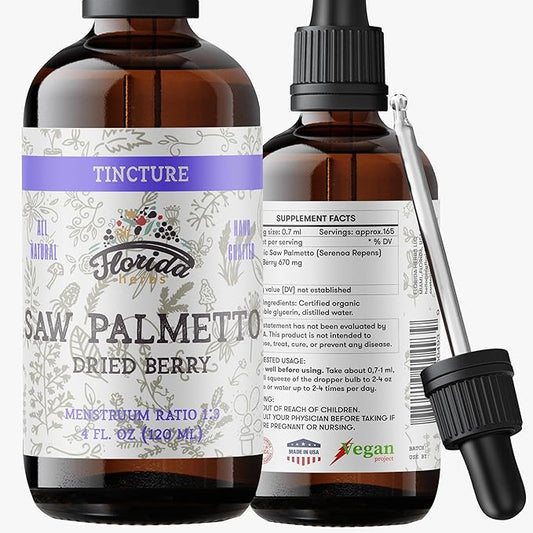 Saw Palmetto Tincture 4 oz – Organic Herbal Extract | Alcohol Free | Vegan Herbal Drops