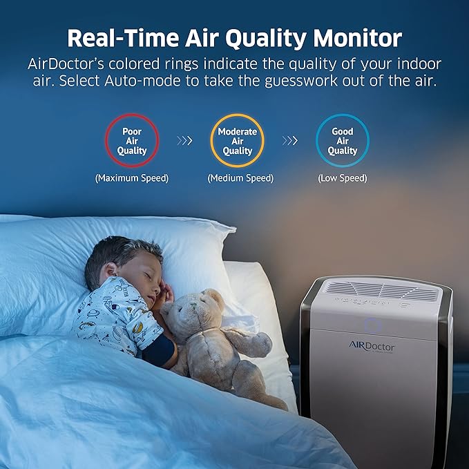 AIRDOCTOR AD3500 Air Purifier for Home and Large Rooms Up to 1260 sq. ft. 2x/hour | UltraHEPA, Carbon, VOC Filters and Air Quality Sensor. Captures Particles 100x Smaller Than HEPA