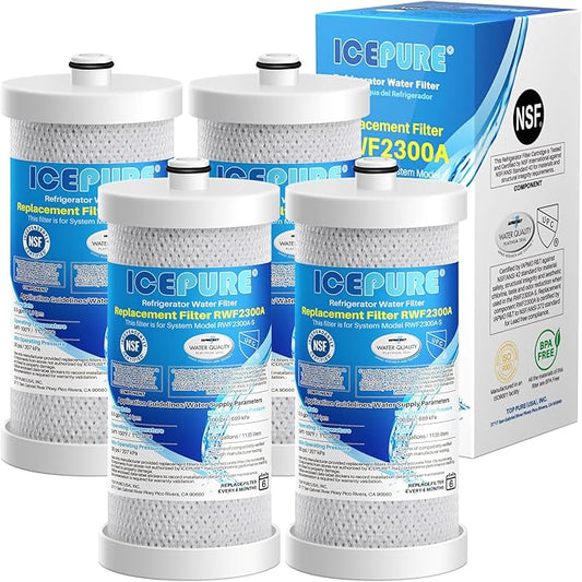 ICEPURE WF1CB Refrigerator Water Filter Replacement for Frigidaire PureSource WFCB, WF1CB, RG100, NGRG2000, WF284, 9910, 469906, 469910, Pack of 4