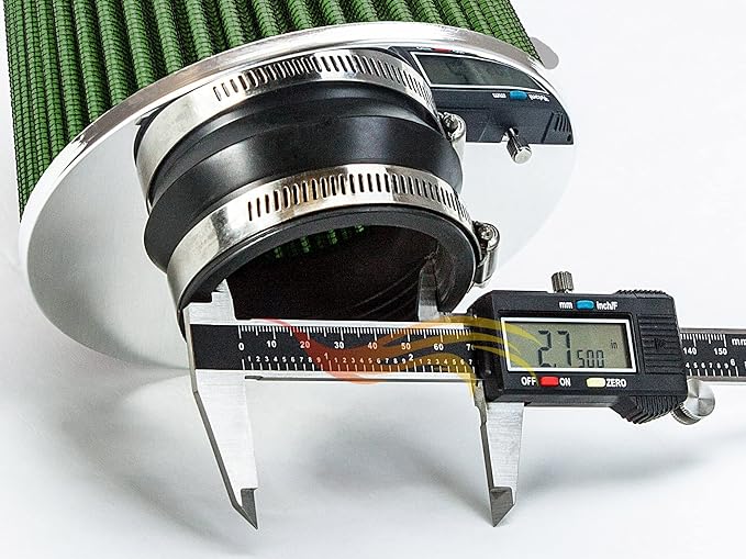 GREEN 2.75" 70 mm Inlet Cold Air Intake Cone Replacement Performance Washable Clamp-On Dry Air Filter