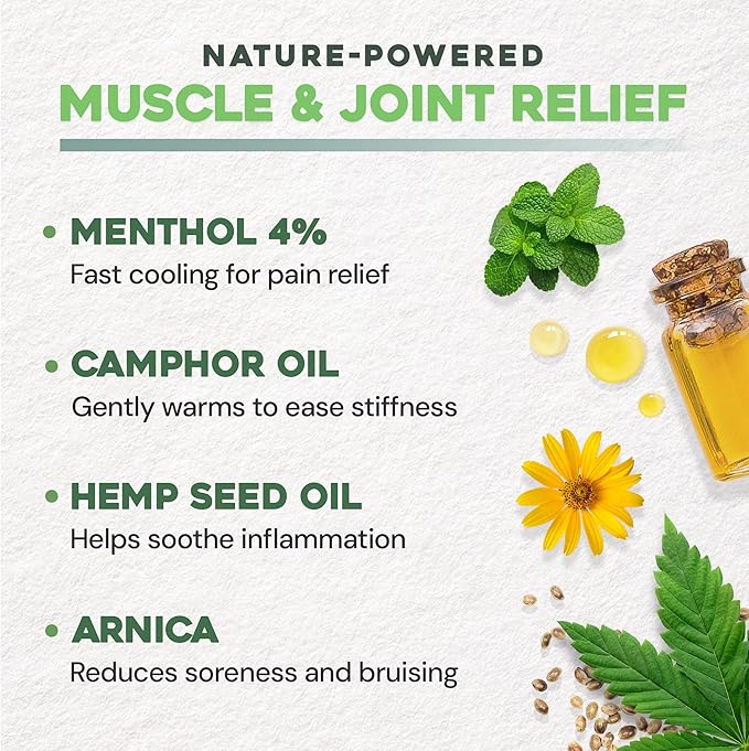 Ebanel Pain Relief Roll On for Arthritis, Foot, Back, Joint, Neck, Strains & Sprains with Menthol, Camphor, Arnica, Emu Oil, MSM, Boswellia, Targeted Muscle Pain Relief Roll On