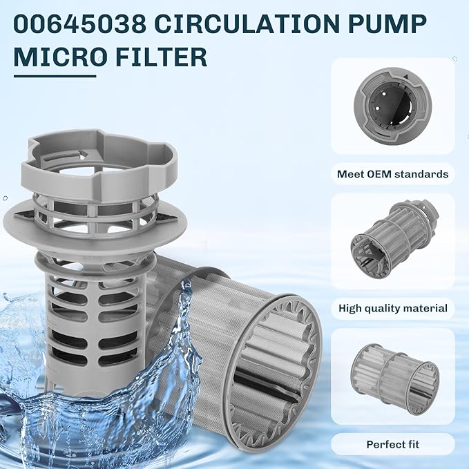 2025 New 00645038 645038 Micro Filter for Bosch Kenmore Thermador Dishwasher Parts, Replaces AP4339631, 00651097, 1560725, 651097, AH3479708, EA3479708, PS3479708, PS8730270
