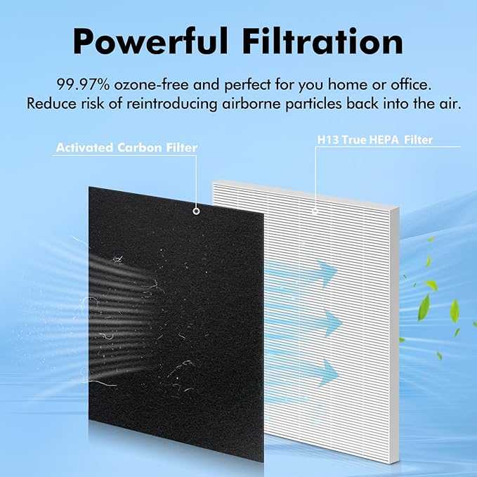 C545 HEPA Replacement Filter Compatible with Winix C545 Air Purifier Type S, 2 Pack H13 Ture HEPA & 8 Activated Carbon Pre-Filter