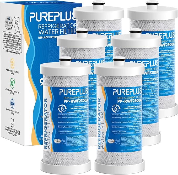 PUREPLUS WF1CB Replacement for Frigidaire PureSource WFCB, RG100, NGRG2000, WF284, Kenmore 9910, 469906, 469910, RF100, RWF1030, MPF16135, RWF2300A, BCF84, 9913, 9906 Refrigerator Water Filter, 6Pack