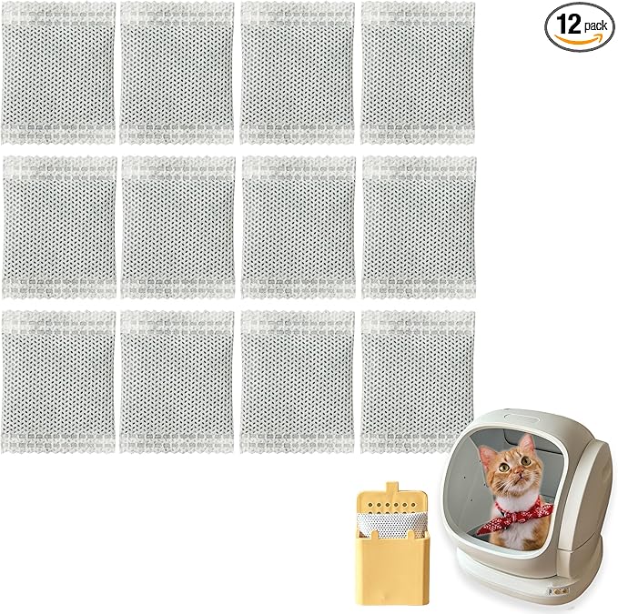 12 Pack Activated Charcoal Filters Refills for Meowant Automatic Litter Box, Pet Odor Eliminator for Meowant Self-Cleaning Cat Litter Box