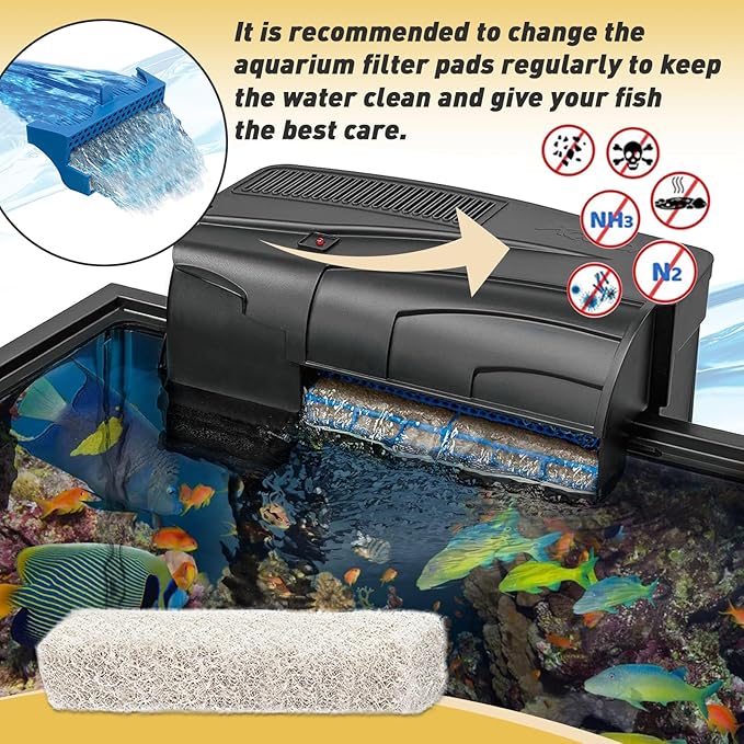 12 Count Ammonia Reducer Filter Pads for Aqueon - Replacement Filter Cartridges Small for Aqueon QuietFlow LED PRO Model 20 and 75