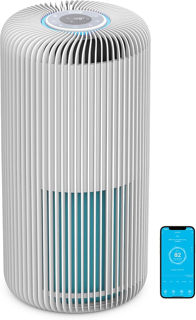 Pure Enrichment PureZone Turbo Smart Air Purifier for Large Rooms (1050 sq. ft. in 30 min.) - Energy Star Rated, 5 Stage Filtration, Smartphone Compatible, Traps Germs, Smoke, & Dust (White)