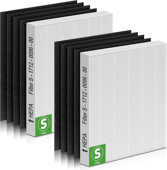 2 Pack C545 HEPA Filter S for C545 Air Purifiers, Compatible with Winix C545 Air Filter Replace Part 1712-0096-00 and 2522-0058-00, 2 × H13 True HEPA + 8 Pre-Filters