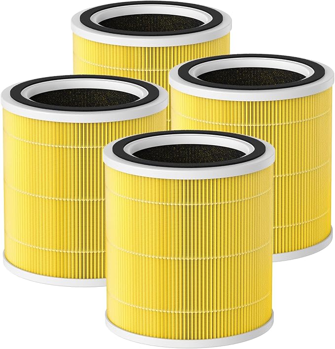 4 Pack AC400 Replacement Filter for Purivortex AC400 Air Purifier, 3-in-1 Pet Care Filter Replacement, Yellow