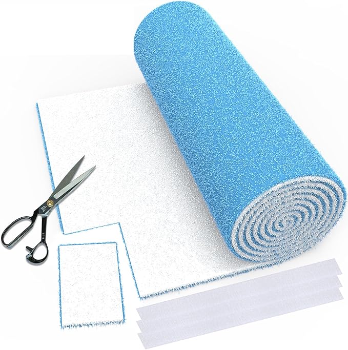 20 x 140" Air Vent Filters, Cut-to-Size MERV 8 Filter Material, Triple Layer HVAC Furnace Vent Filters for Home, Floor, Ceiling, Grilles - Includes 48PCS Adhesive Hook Tape.