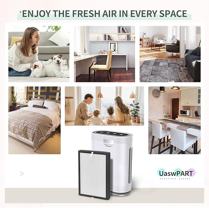 GL-FS32 Replacement Filter Compatible with MOOKA Air Pu-rifier Replacement Filter GL-FS32 and AZEUS & KOIOS GL-FS32 filters for Large Room, 3-IN-1 High-efficiency H13 True HEPA Carbon Filters, 2-Pack