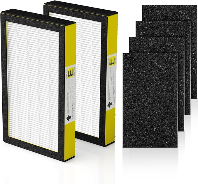 FLT4100 Replacement Filter E for AC4100, AC4100CA, AC4150BL, AC4150PCA, AC4150P Technologies Models, 2 x Hepa Filter + 4 x Activated Carbon Pre-Filter