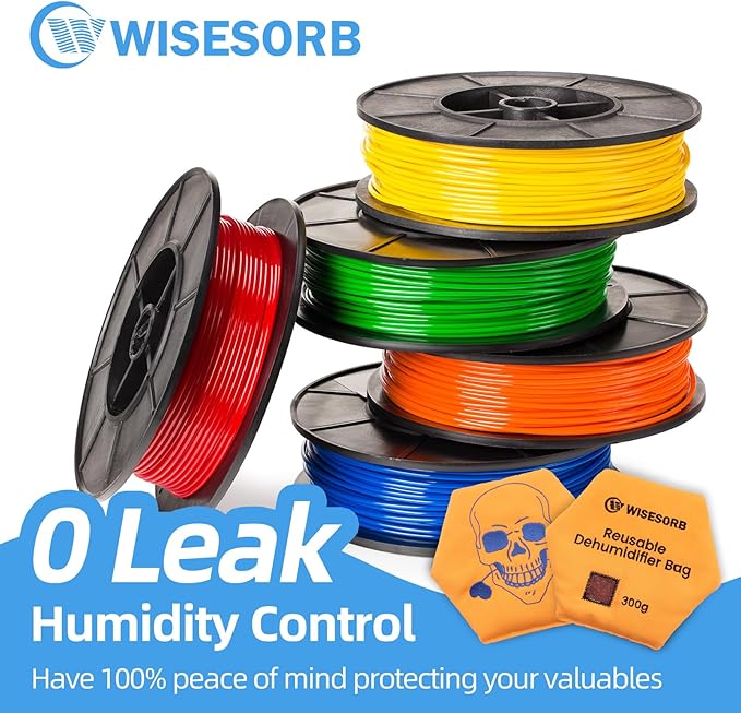 300g Rechargeable Desiccant Packs for Storage, Reusable Dehumidifier Bags Silica Gel with Indicator Window Moisture Absorbers for Gun Safe, Suitcase, 3D Filaments, Electronics [3PACK]