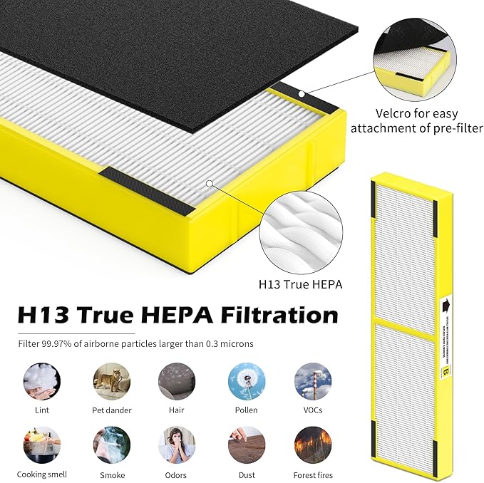 FLT4825 Replacement Filter B Fit for Germ Guardian Air Purifier, ac4825e Replacement Filter Fit for ac4825 AC4825 AC4300 AC4900 AC4825DLX AC4850 CDAP4500 AP2200, 3 True HEPA + 6 Carbon Filters