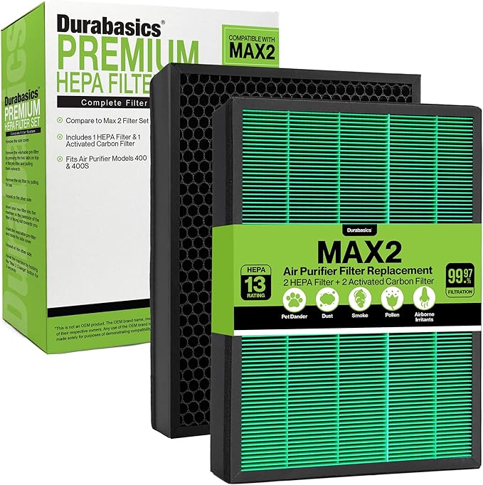 Coway Filter Replacement for 400/400S Airmega Max 2, High Performance True HEPA and Activated Carbon Filter for Air Purifier, 2-Pack