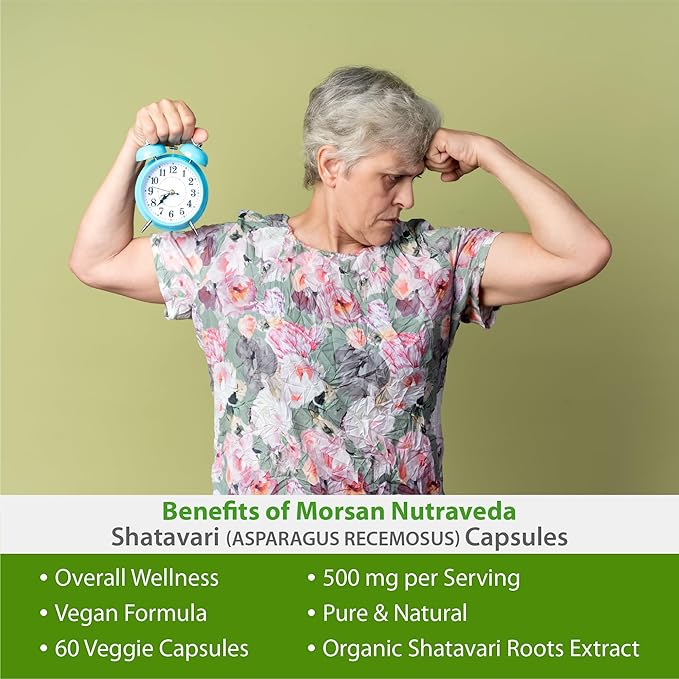 Morsan Nutraveda’s Shatavari (Asparagus Racemosus) Capsule | 10:1 Highest Potency Extract | 100% Natural Product | Combo Pack of 2 x 60 x 500 mg. Veg. Capsules
