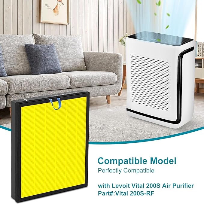 Vital 200S Replacement Filter for Levoit, High Efficiency and Activated Carbon Filter, 2 Pack