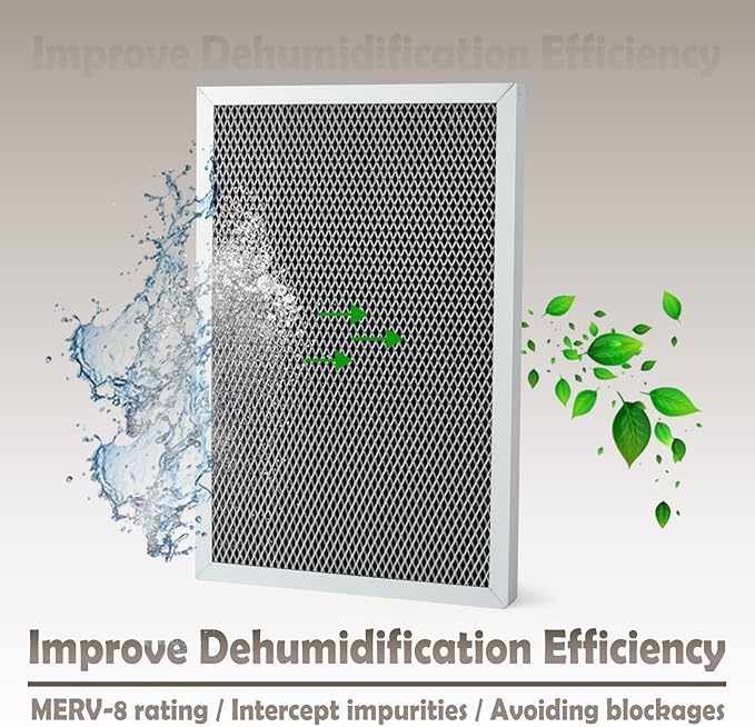 2Pcs 5695 Washable Dehumidifier Filter Compatible with Dehumidifiers MERV 8 Whole-House Models 1820 1820Z E070 E070KZ E070KZM E070N E070T E070Z Replacement Parts 12" L x 8" W x 0.78" TH