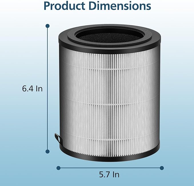 JF100 Replacement Filter Compatible with JF100 Air Purifier, 3-in-1 True HEPA and Activated Carbon Filters, 2 Pack