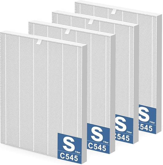 4 Pack C545 HEPA Replacement Filter S Compatible with Winix C545 Air Purifier, Replaces Part 1712-0096-00 and 2522-0058-00, HEPA Filter Only
