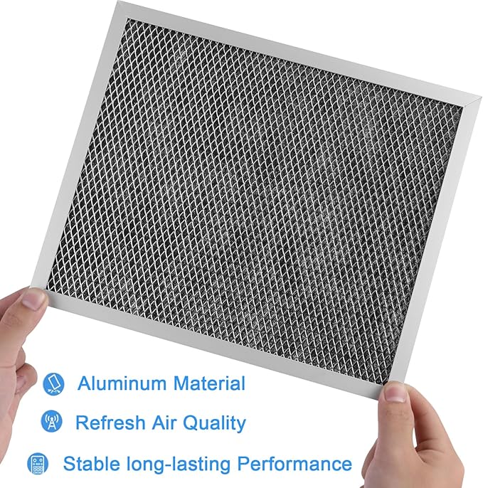 2 Pack Replacement Air Filter For 41F, 97007696, 97005687 Broan Nutone Range Hood Grease Mesh Charcoal Carbon Combo - Filter Size 8.75 x 10.5 x .44 Inches