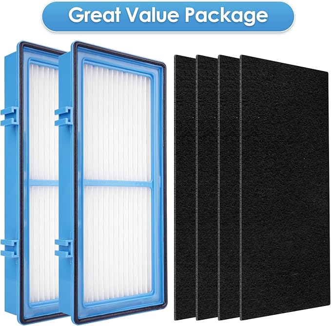 (6 Pack) AER1 Filter 2 HEPA Filters + 4 Carbon Booster Filters Compatible With Holmes AER1 Type Total Air Filter, HAPF30AT And HAP242-NUC, Replacement HEPA Filter Kit
