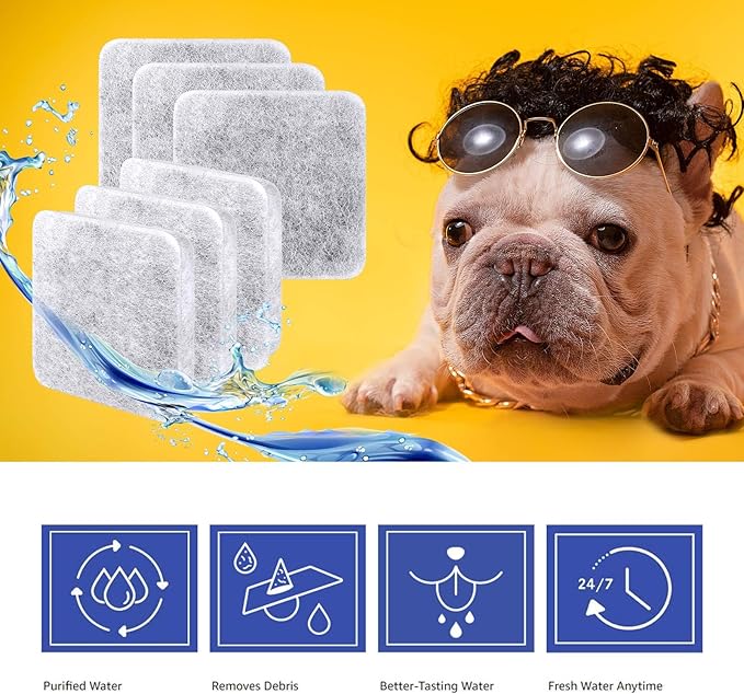 Dog Water Filter Replacement, Dog Water Bowl Filter, Pet Water Filter Compatible with Petmate Replendish Mason Automatic Gravity Waterer Bowls for Cats and Dogs, 6 Pack