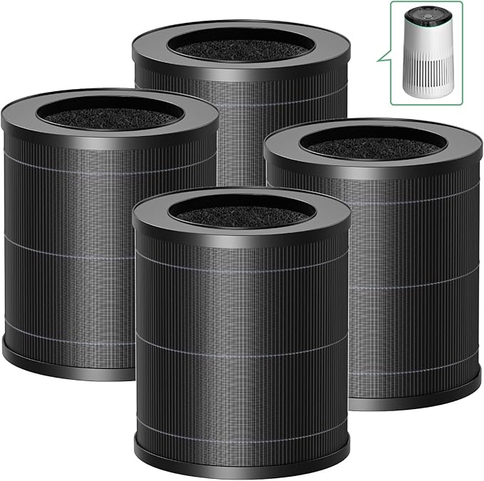 4 Pack MR2566 Filter Compatible with MORENTO MR2566 Air Purifier, 3-in-1 HEPA Activated Carbon Pre-Filter, Basic Version