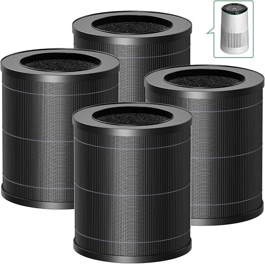 4 Pack MR2566 Filter Compatible with MORENTO MR2566 Air Purifier, 3-in-1 HEPA Activated Carbon Pre-Filter, Basic Version