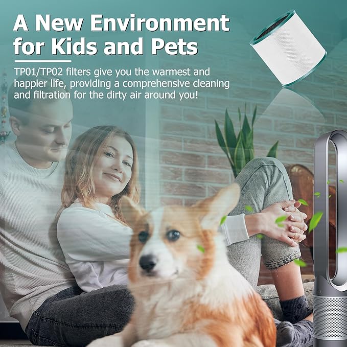 TP01 HEPA Filter Replacement for Dyson Tower Purifier Pure Cool Link TP01, TP02, TP03, AM11, BP01, Funmit 360° Combi HEPA and Activated Carbon Filter, Compared to Part 968126-03