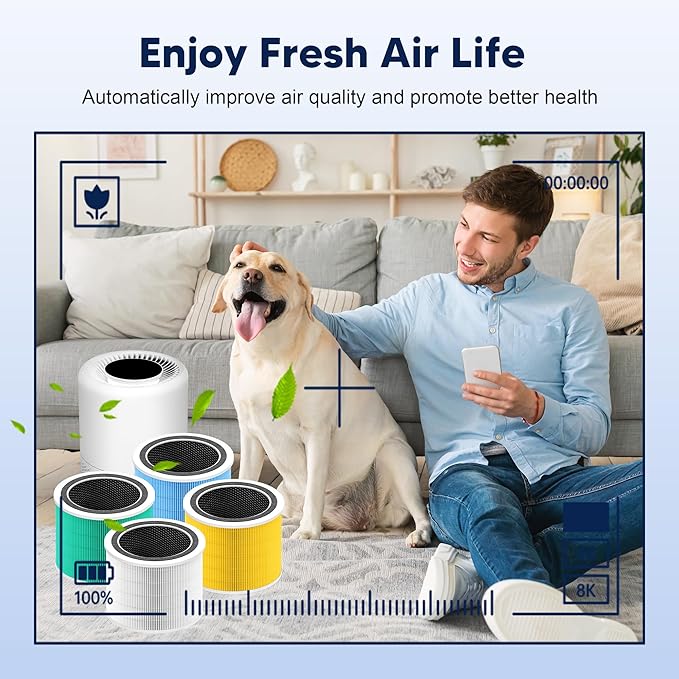 Core 200S Smoke Remover Replacement Filter Compatible with LEVOIT Core 200S and LEVOIT Core 200S Smart WiFi Air Purifier, 3-in-1 H13 True HEPA Activated Carbon Filter, Core 200S-RF, Blue, 2 Pack