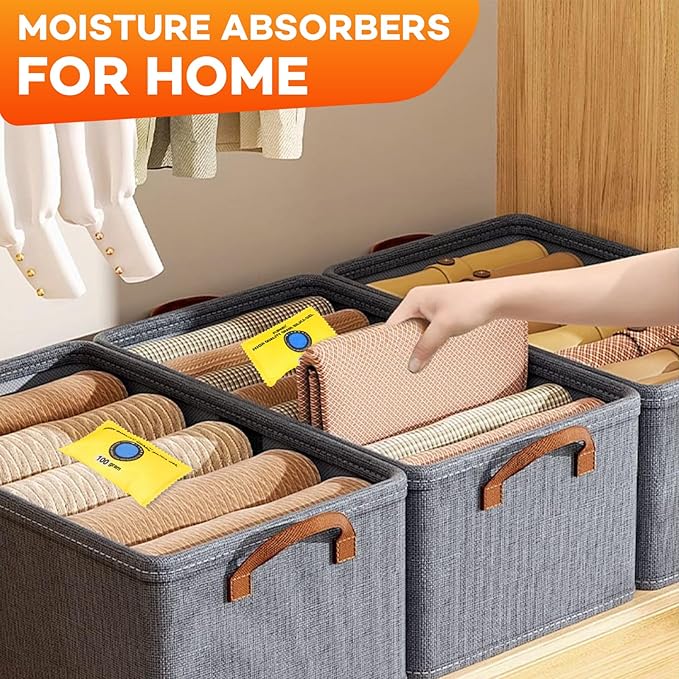 100g (6 Packs) Rechargeable Desiccant Packs for Storage, Color Indicating Silica Gel Desiccant Packets, Moisture absorbers for storage,Dehumidifier bag for Closets,Cars,Storage Bins