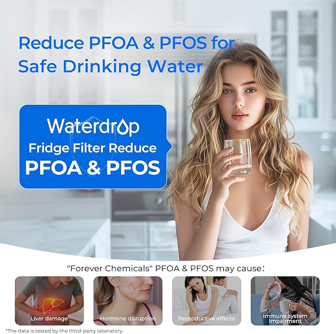 Waterdrop Replacement for GE® RPWFE®, RPWF (Built-in CHIP) Refrigerator Water Filter, Compatible with GFE28GYNFS, GFE28GELDS, PFE28KELDS, PFE28KYNFS, GFD28GELDS, PWE23KELDS, PWE23KMKES, 3 Filters