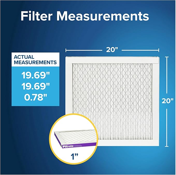 Filtrete 20x20x1 AC Furnace Air Filter, MERV 12, MPR 1500, CERTIFIED asthma & allergy friendly, 3 Month Pleated 1-Inch Electrostatic Air Cleaning Filter, 6-Pack (Actual Size 19.69x19.69x0.78 in)