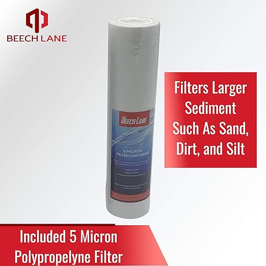 Beech Lane External RV Dual Water Filter System, Leak-Free Brass Fittings, Mounting Bracket and Two Filters Included, Sturdy Construction is Built to Last