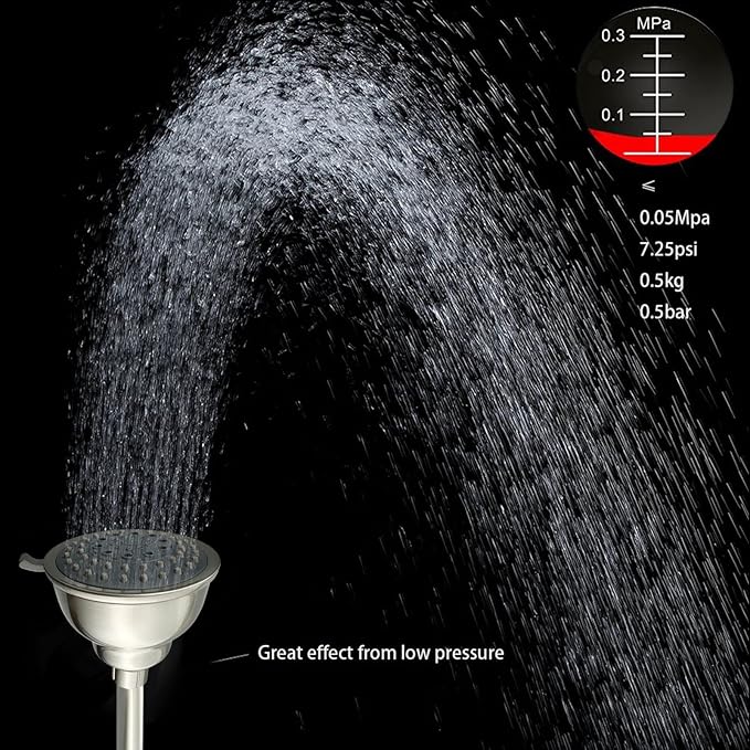 Voolan High Pressure Shower Head with Shower Arm - 5 Function Rain Shower Head - Comfortable Shower Experience Even at Low Water Flow - Brushed Nickel