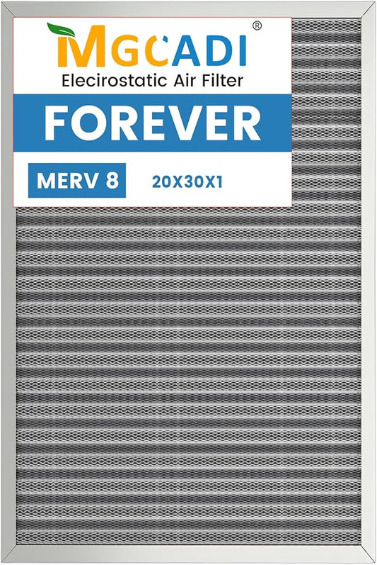 30x20x1 HVAC Furnace Air Filter, Lasts a Lifetime, Washable, the Last HVAC Filter You Will Ever Buy, Breathe Safely at Home or in the Office,Merv 8 (Actual Size:19.5x29.65x0.82 Inch)