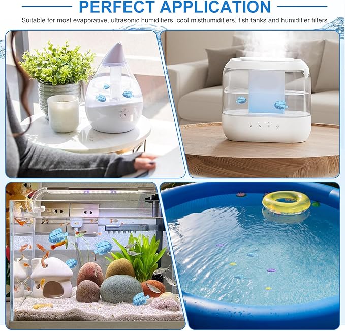 10PC Humidifier Cleaner Fish Universal Humidifier Tank Cleaner Works in All humidifiers and Fish Tanks Purifies Water, Prevent Hard Water Build-Up,Demineralization Cleaner(Blue)
