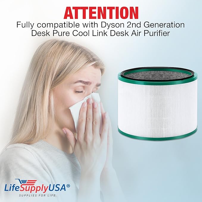 LifeSupplyUSA Replacement HEPA Filter for Dyson 2nd Generation Desk Air Purifiers Pure Cool Link Desk, Pure Hot+Cool Link Hot Cool Purifiers