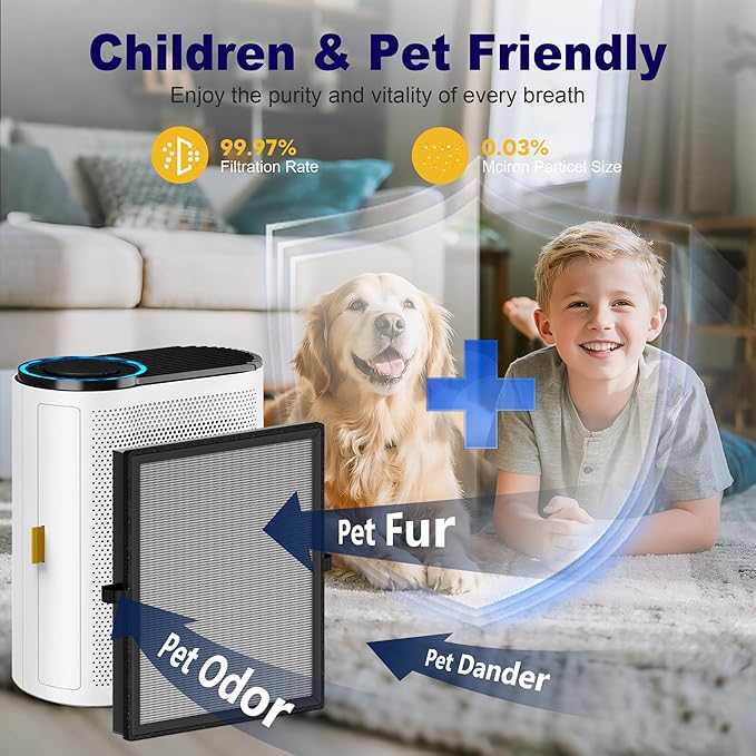 MK04 Air Filter Replacement for Aoreve MK04 MG04JH Air Purifier, 4-in-1 H13 True HEPA High-Efficiency Activated Carbon Filter, Smoke Remover Version (4 Pack)