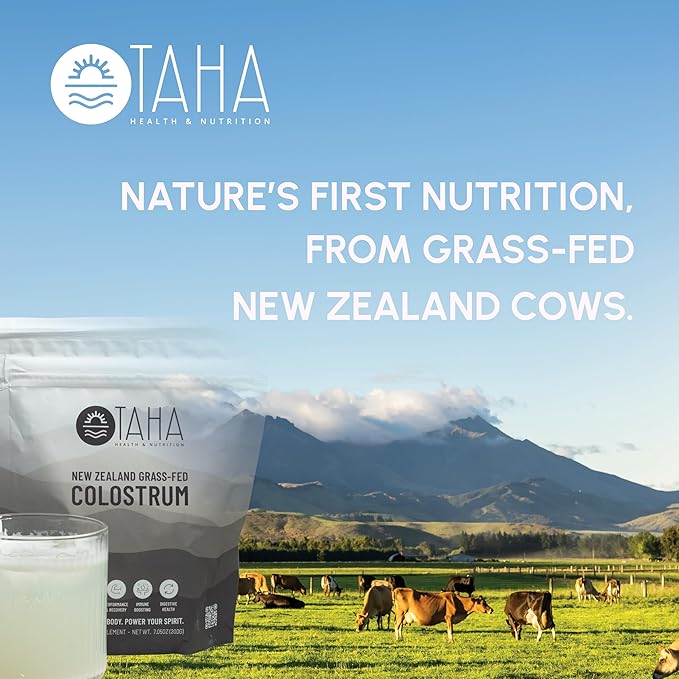 Taha Health & Nutrition Bovine Colostrum, Natural, Undiluted, First Milk | Supports Immune & Gut Health | Non-GMO, Grass-Fed, Free-Range New Zealand Dairy, 7.05 OZ (200g), ~133 Servings