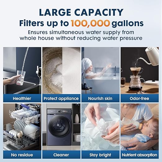 Whole House Water Filter System,Remove Heavy Metal,3 Stage Water Purifier,Top-Tier KDF+GAC with Sediment & Carbon Filter,Highly Reduce 99% Lead,Arsenic,Chromium,Chlorine,Odor,Improve Taste,20x4.5Inch