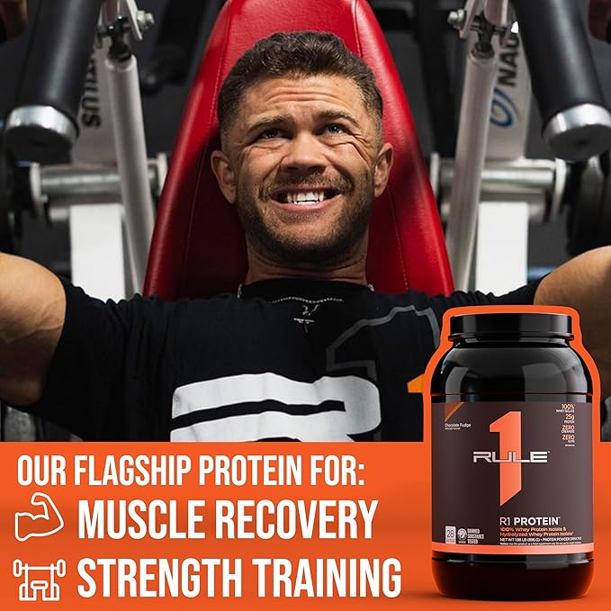 Rule 1 R1 Protein Whey Isolate - with 25g Protein & 6g BCAA Exclusively from Isolated & Hydrolyzed Sources for Workout Recovery (10 Pounds*, Chocolate Fudge)