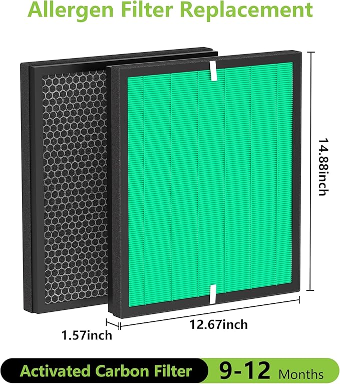 Enhanced AP-1512HH Air Purifier Replacement Filter for Coway Airmega AP-1512HH and Airmega 200M air Purifier, True HEPA Activated Carbon Filter, Compared to Part #3304899 Pet Allergy Version 2 Pack