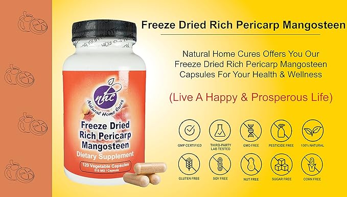 Mangosteen Pericarp Capsules, Freeze Dried, Whole Food, High ORAC, 56+ Potent Mangosteen Xanthones (120 Veggie Capsules) (3)