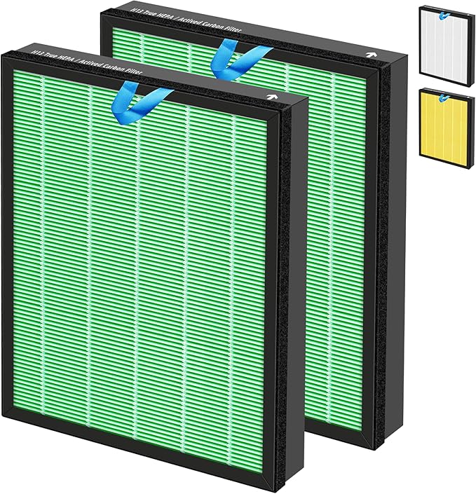 Vital 200S HEPA Toxin Absorber Replacement Filter for LEVOIT Vital 200S/200S-P Air Purifier,3-in-1 H13 True HEPA High-Efficiency Activated Carbon Filter,Vital 200S-RF-TX (LRF-V201-GUS),2 Pack,Green