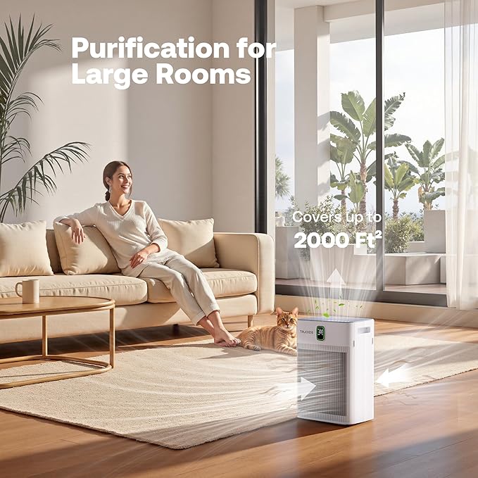 T554 Air Purifier for Home Up to 2000 Ft² in 1 Hr with Washable Pre-Filter, Air Purifier for Home Pets with PM 2.5 Air Quality Display, Sleep Mode for Allergies, Dust, Smoke, White