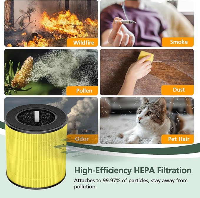 B-D02L B-D02U Pet Care Replacement Filter, Compatible with VEWIOR B-D02U Air Purifier, MOOKA B-D02L & M05 Air Purifier, 3-in-1 HEPA Filter for Pet Dander, Pet Odor, Pet Fur, Pet Hair, 2 Pack